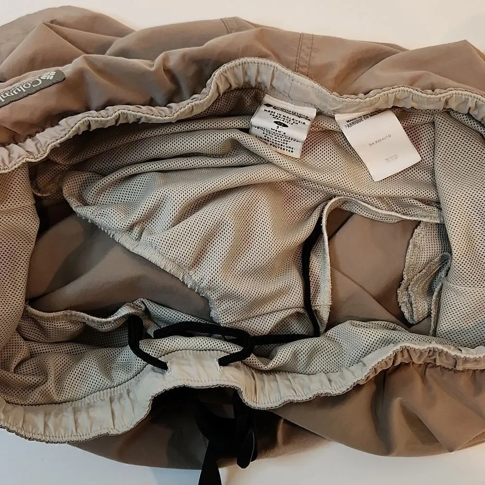 Columbia Packable Cargo Swim Trunks Shorts Lined Brown Men's Sz XL EUC VERY NICE